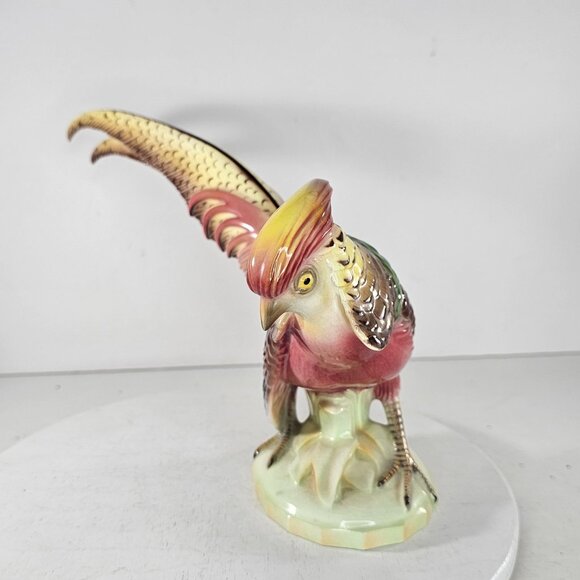 Ball Brother Art Ware Golden Pheasant Figurine Colorful Bird Ceramic - Picture 8 of 12